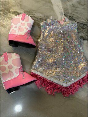 AMERICAN GIRL Doll Style Flips Glam Pink Cowgirl Outfit B224